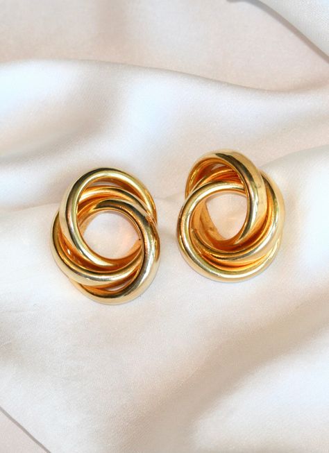 Retro Earrings Vintage Inspired, 50s Earrings, Large Gold Earrings, 60s Aesthetic, 80s Glam, 80s Jewelry, Vintage Gold Earrings, Classy Earrings, Retro Earrings