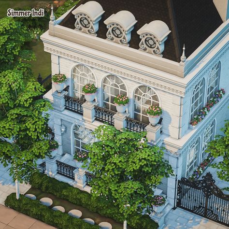 Parisian Townhouse, Sims Gallery, French Townhouse, French Mansion, Parisian House, Sims Freeplay Houses, Sims 4 Challenges, Sims 4 Speed Build, Willow House