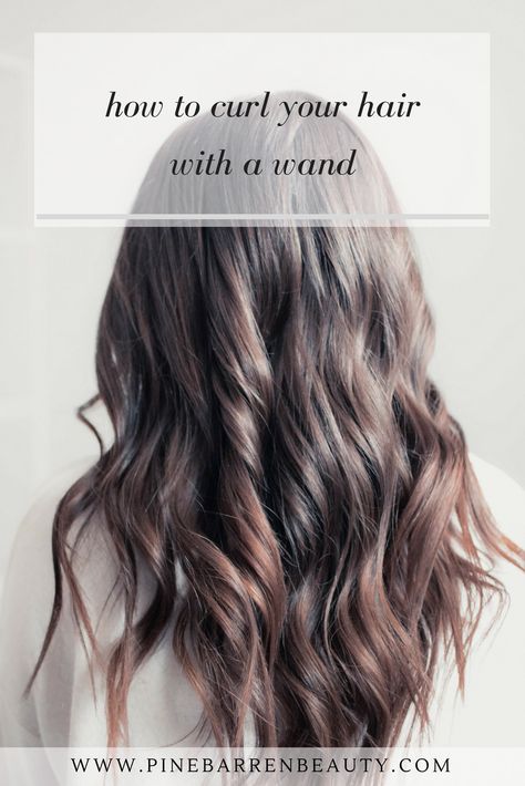 Loose Waves With Wand, How To Curl Your Hair Loose Waves, Loose Curls With Wand, How To Curl Medium Length Hair With Wand, Curl Hair With Wand, Waves With A Wand, Hair Wand Tutorial, Loose Waves Hair Tutorial, Dark Curls