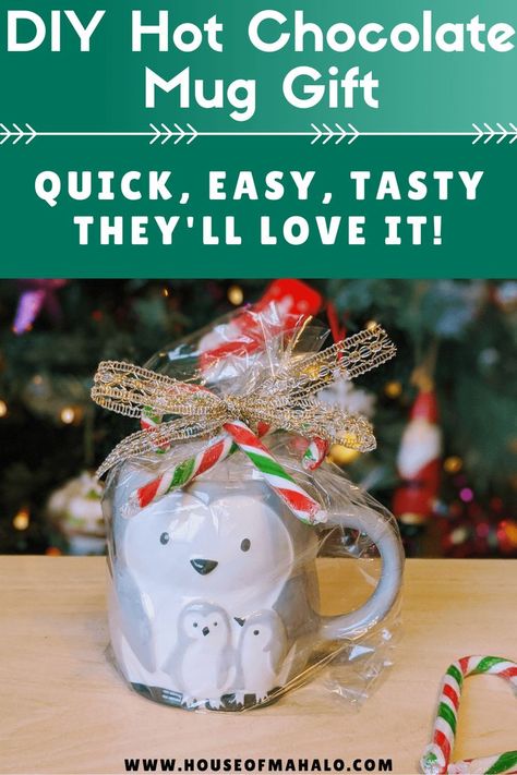 Hot chocolate is made for cold winter evenings, so why not treat someone special to this DIY hot chocolate mug gift? Here's how to make one. | DIY Gifts | Easy DIY Gifts | Homemade Gifts | Easy Homemade Gifts | Hot Chocolate Gift | Hot Chocolate Mug Gift Christmas Crafts Hot Chocolate Diy Gifts, Christmas Mugs Gifts, Retirement Crafts, Hot Chocolate Mug Gift, Diy Christmas Mugs, Hot Cocoa Gift, Diy Hot Chocolate, Hot Chocolate Gifts, Gifts Homemade