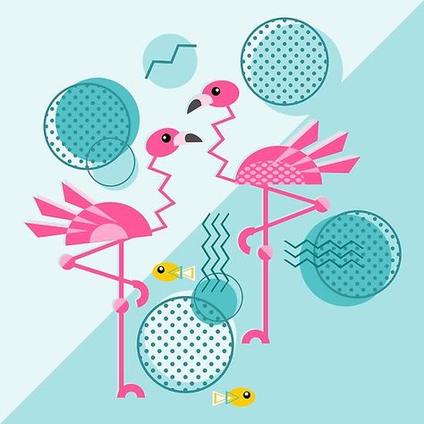 Retro 1980's Memphis Style Pink Flamingos #redbubble #polkadots #circles #zigzag #studioxtine #zazzle #flamingolamp #exoticbirds #maximalist #maximalism #summer #fish #stylized #abstract #flamingos #pinkflamingos #eighties #1980s #memphisstyle #geometric #retro #retroeighties #retro80s #fish #tropical #flamingo #pinkflamingo Fish Stylized, Flamingo Shower Curtain, Birds For Sale, Fancy Flamingo, Fish Tropical, Tropical Flamingo, Memphis Style, Maximalism, Exotic Birds