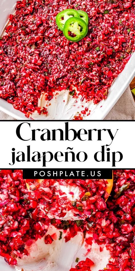 This cranberry jalapeño dip is a fabulous make-ahead appetizer, perfect for holiday parties or entertaining. It's easy to prepare and pairs well with a variety of dippers like veggies and crackers. Pomegranate Dip Recipes, Cranberry Dip Recipes, Jalapeno Cranberry Dip, Cranberry Jalapeno Dip, Fruit Appetizers Easy, Jalapeno Appetizer, Cranberry Appetizer, Jalapeno Cream Cheese Dip, Make Ahead Christmas Appetizers