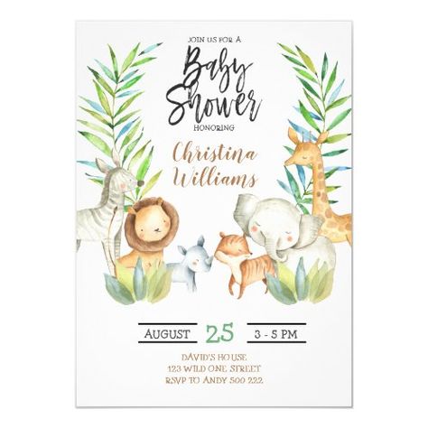 Wild One Cute Safari Animals Baby Shower Invitation | Zazzle.com Safari Wild One, Cute Safari Animals, Jungle Birthday Invitations, Safari Animals Birthday, Wild Birthday Party, Animal Birthday Invitation, 80th Birthday Invitations, Animal Baby Shower Invitations, Baby Boy First Birthday