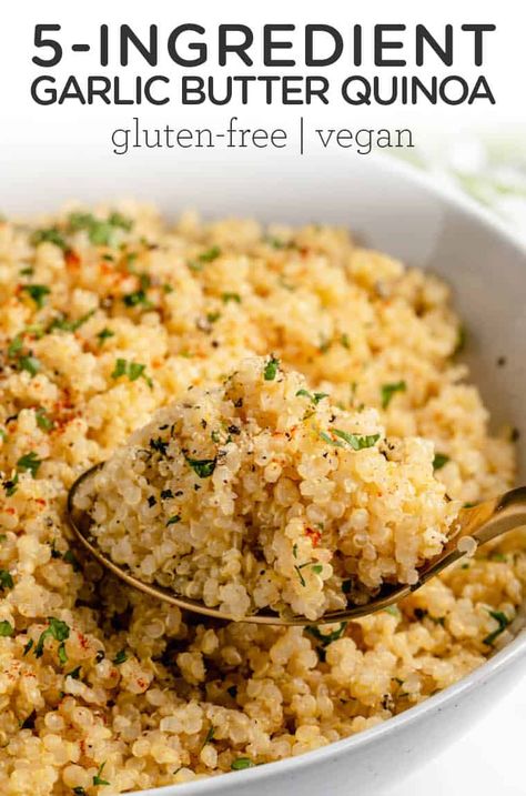 Garlic Butter Quinoa, Quinoa Recipes Side Dish, Quinoa Side, Quinoa Side Dish, Quinoa Recipes Easy, Quinoa Recipes Healthy, Easy Quinoa, Quinoa Recipe, Keto Vegan