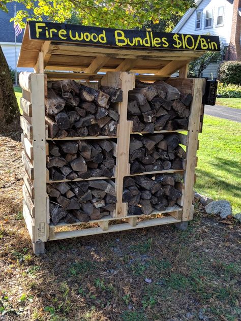 Homestead Pallet Projects, Pallet Homestead Projects, Roadside Firewood Stand, Pallet Roadside Stand, Pallet Farm Stand, Diy Roadside Farm Stand, Commune Living, Garage Sale Organization, Homestead Tips