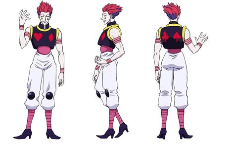 Hisoka 2011 anime design 2 Hisoka/Image Gallery - Hunterpedia Hisoka Heavens Arena, Hisoka Outfits, Heavens Arena, Character Reference Sheet, Hxh Characters, Character Model Sheet, Scary Faces, Anime Design, Hunter Anime