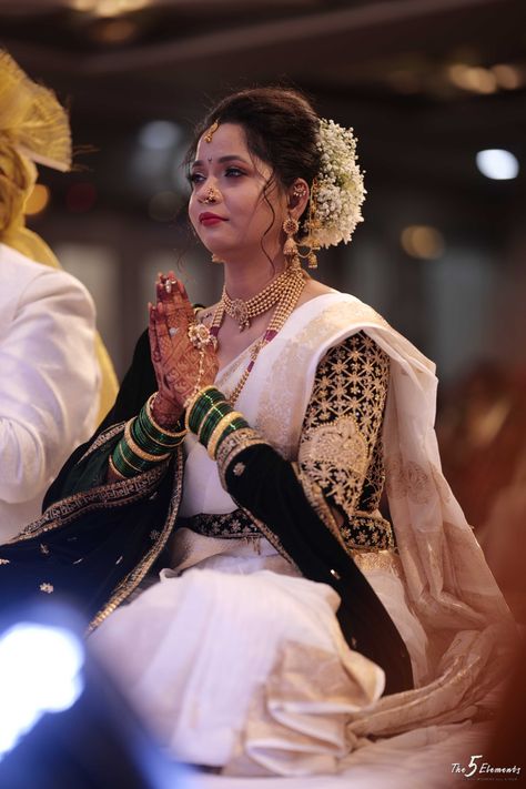 Nauvari, white nauvari , maharashtrian wedding attire Buddhist Wedding Decorations, Buddhist Bride In White Saree, Maharashtrian Wedding Look, Buddhist Bride, Buddhist Wedding Dress, White Saree Wedding, Buddhist Wedding, Maharashtrian Wedding, Maharashtrian Saree