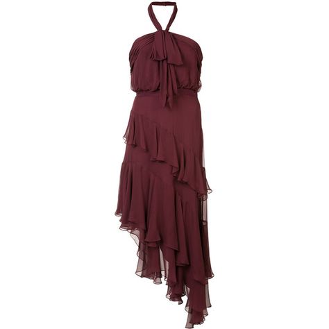 Cinq A Sept ruffled halterneck dress (775 AUD) ❤ liked on Polyvore featuring dresses, red, red ruffle dress, red dress, flounce dress, red flounce dress and flouncy dress Asymmetrical Tiered Dress, Asymmetrical Tiered Skirt, Red Halter Dress, Chocolate Brown Dress, Silk Georgette Dress, Red Ruffle Dress, Silk Halter Dress, Tiered Ruffle Skirt, Frilly Dresses