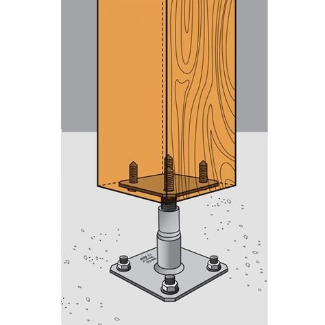 APB100/150 Simpson Strong-Tie Adjustable Elevated Post Base Pre-Galvanised Post Base Plates, Timber Frame Joinery, Timber Posts, Timber Frame Construction, Wood Architecture, Column Design, Timber Structure, Timber Construction, Timber Frame Homes