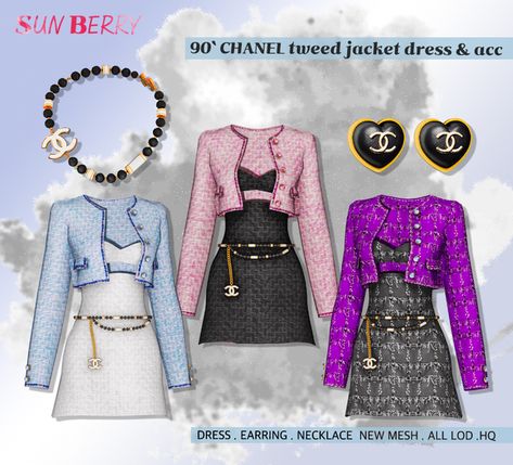 Chanel Tweed Jacket, Sims 4 Traits, The Sims 4 Pc, Sims 4 Game Mods, Sims 4 Expansions, Chanel Outfit, Sims 4 Teen, Sims 4 Dresses, Chanel Tweed