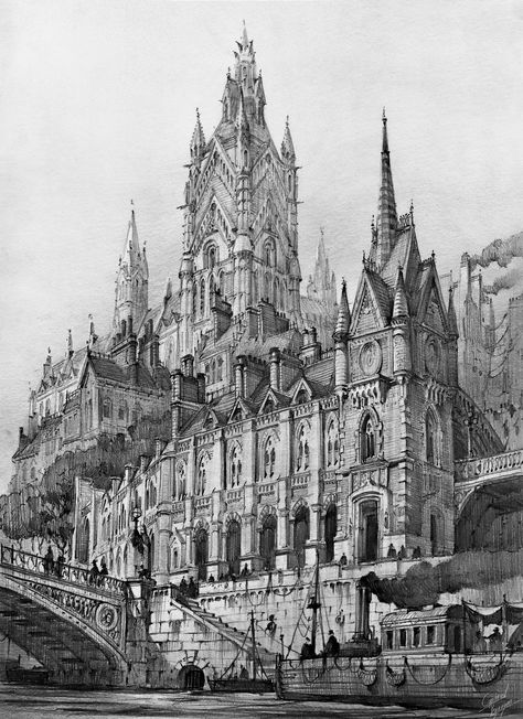 Architecture Drawing Art Buildings, Gothic Architecture Drawing, Sketchbook Architecture, Sustainable Living Room, Art Buildings, Old Architecture, Architecture Sketches, Architecture Drawing Sketchbooks, Gothic Buildings