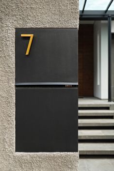 Gallery of EV House / HMP Architects - 26 Auto Gate Design, House Signage, Letter Box Design, House Number Plates, Modern Mailbox, Contemporary House Exterior, Exterior Signage, House Signs, Environmental Graphic Design