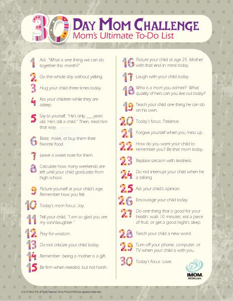 30 Day Mom Challenge    http://imom.com/tools/build-relationships/30-day-mom-challenge/  #mom #Challenge Uppfostra Barn, Mom Challenge, Better Mom, Parenting Help, Budget Planer, Parenting 101, Parenting Skills, Mommy Life, 30 Day Challenge