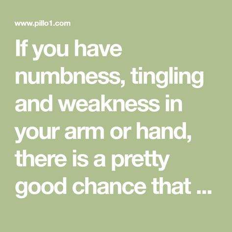 If you have numbness, tingling and weakness in your arm or hand, there is a pretty good chance that you have a pinched nerve in neck. Read more in the article if you would like to know more about how and why the symptoms arise. Numbness In Arms And Hands, Pinched Nerve In Shoulder, Nerves In Back, Pinched Nerve In Neck, Arm Numbness, Neck Surgery, Pinched Nerve, Nerve Damage, Nerve Pain