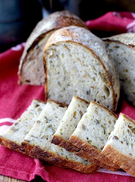 Karen's Kitchen Stories: Tartine-Style Sourdough Rosemary Polenta Bread Polenta Bread, Rosemary Polenta, Artisan Sourdough Bread, Artisan Sourdough, Corn Grits, Australia Food, Toasted Pumpkin Seeds, Vital Wheat Gluten, Dough Scraper