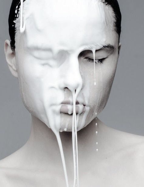 Art Editorial, A Level Photography, Milk Splash, White Woman, Photography Portrait, Photoshoot Inspiration, Face Art, Art Reference Photos, White Fashion