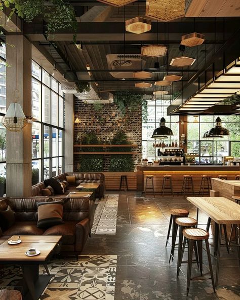 Brick Coffee Shop Interior Design, Coffee Shop With Couches, Rustic Coffee Shop Interior, Coffee Shops Ideas, Cafe Interior Design Cozy, Coffee Shop Interior Design Cozy, Coffee Shop Design Interior, Cozy Coffee Shop Aesthetic, Cozy Cafe Aesthetic