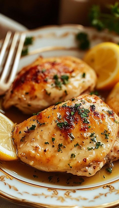 Lemon Butter Baked Chicken is a tender, juicy recipe with bright citrus and savory butter flavors. Perfect for fall dinner ideas, this simple, flavorful dish pairs well with veggies or rice and is sure to be a family favorite. Lemon Chicken Sides, Baked Lemon Butter Chicken, Baked Lemon Chicken Breast, Butter Baked Chicken, Lemon Butter Chicken Recipe, Savory Butter, Butter Flavors, Fall Dinner Ideas, Baked Lemon Chicken