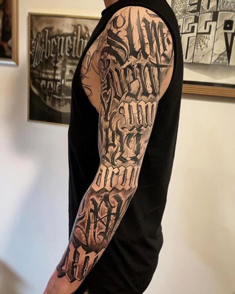 Freehand lettering sleeve tattoo Freehand Lettering, Polynesian Tattoos, Tattoo Sleeves, Viking Culture, Last Kingdom, Viking Tattoo Design, The Last Kingdom, Viking Tattoos, Custom Tattoo