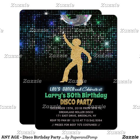 70s Birthday Party Invitations, Birthday Party Disco, Disco Theme Parties, Party Disco Ball, 70s Birthday, 70s Party Theme, 70s Theme, Disco Birthday, Dance Party Invitations