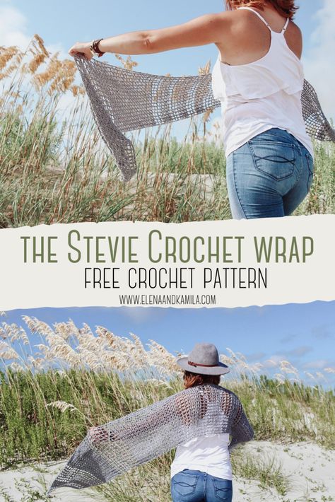 The Stevie Crochet Wrap - Elena and Kamila Crochet Spring Wrap Pattern Free, Comfy Cotton Blend Crochet Pattern, Lion Brand Comfy Cotton Crochet Pattern, Comfy Cotton Blend Yarn Patterns Free, Crochet Summer Wrap, Crochet Accessories Pattern, Crochet Accessories Ideas, Crochet Accessories Jewelry, Crochet Accessories Free Pattern