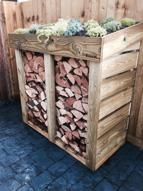 Living Green Roof, Log Planter, Firewood Shed, Garden Wood, Garden Pallet, Log Store, Wood Store, Firewood Storage, Wood Shed