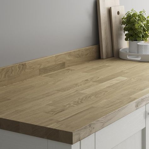 Howdens 3m x 38mm Square Edge Oak Engineered Worktop | Howdens Howdens Worktops, Oak Worktop, Howdens Kitchens, Wood Worktop, Kitchen Mood Board, Kitchen Surfaces, Cooking Area, Work Tops, Focal Point