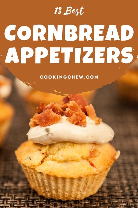 Things To Eat With Cornbread, Jiffy Cornbread Appetizers, Mini Cornbread Muffins Appetizers, Cornbread Appetizer Recipes, Corn Bread Ideas, Champagne Appetizers, Cornbread Bites, Cornbread Appetizer, Mini Cornbread Muffins