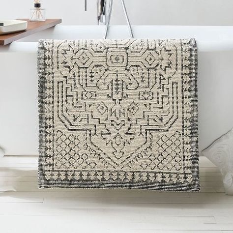 Bath Rugs & Mats | West Elm Turkish Bathroom Rug, Bath Rug Ideas, Bathroom Rugs Ideas Master, Bathmat Ideas Bathroom, Bathroom Mats Decor Bath Rugs, Bathroom Mats Decor, Bath Mats Bathroom Ideas, Long Bathroom Rugs, Indian Bathroom