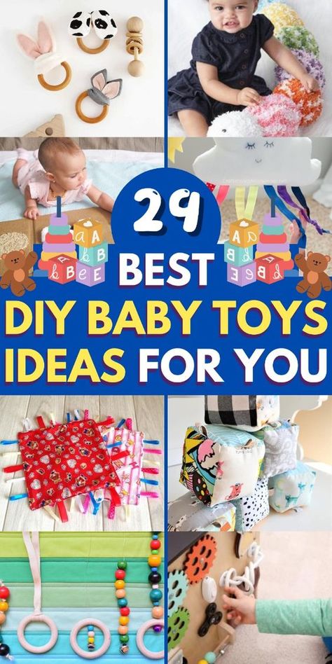 Keep your baby entertained with these fun and easy-to-make DIY toys! Taggies For Babies Diy, Diy Felt Toys For Babies, Diy Baby Toys 9-12 Months, Diy Baby Gifts Homemade, Diy Baby Toys 0-3 Months, Lovevery Diy, Baby Ideas Diy, Handmade Toys For Kids, Diy Baby Toys