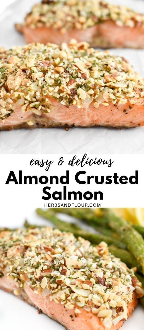 Nut Crusted Salmon Recipes, Healthy Almond Recipes, Coconut Crusted Salmon, Low Cholesterol Baking, Almond Recipes Savory, Low Fat Salmon Recipes Healthy, Salmon Recipes For Diabetics, Low Cholesterol Salmon Recipes, Salmon Crusted Recipes