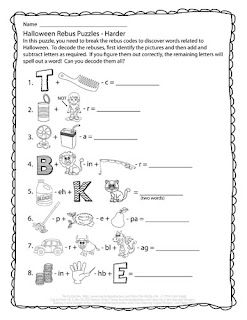 Halloween Logic Puzzles Free, Halloween Puzzles For Kids, Halloween Brain Teasers, Halloween Worksheets Free, Autumn Reads, Math Riddles Brain Teasers, Sight Word Stories, Classroom Halloween Party, Rebus Puzzles