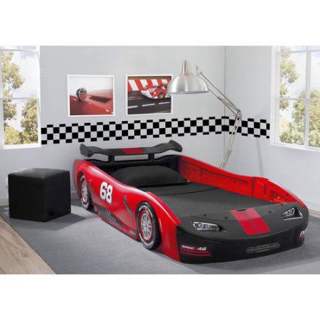 Delta Children Turbo Race Car Twin Bed, Choose Your Color, Red Race Car Bedroom, Car Themed Rooms, Twin Car Bed, Twin Car, Kids Car Bed, Convertible Toddler Bed, Race Car Bed, Captains Bed, Twin Size Bed Frame