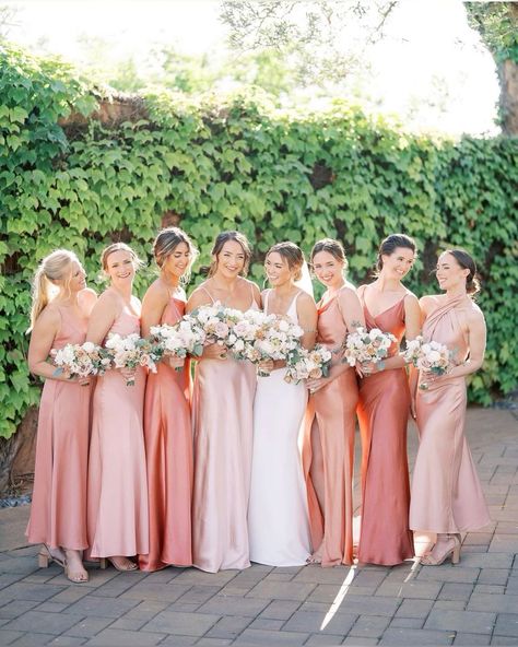 Pink Shades Bridesmaid Dresses, Shades Bridesmaid Dresses, Shades Of Pink Bridesmaid Dresses, Peach Color Bridesmaid Dresses, Bridesmaid Dress Shades, Light Pink Bridesmaids, Pastel Bridesmaids, Light Pink Bridesmaid Dresses, Peach Bridesmaid