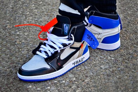 Customizer Imagines a Virgil Abloh x fragment design x Nike Air Jordan 1 Shoe Storage Hacks, Hypebeast Shoes, Jordan 1 Off White, Custom Sneakers Diy, Custom Jordans, Nike Air Jordan Shoes, Custom Shoes Diy, All Nike Shoes, Exclusive Sneakers