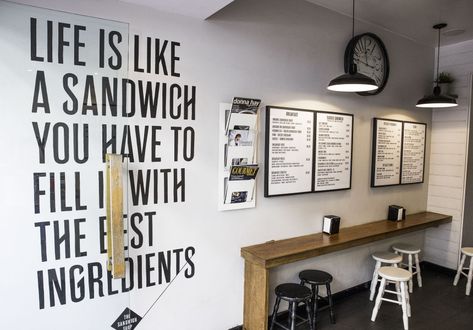 The Sandwich Shop - Broadsheet Sandwich Shop Menu Ideas, Sandwich Bar Design, Sandwich Coffee Shop, Sandwich Shop Decor, Sandwich Shops Interior, Sandwich Cafe Interior, Small Sandwich Shop Ideas, Sandwich Cafe Design, Sandwich Store Design