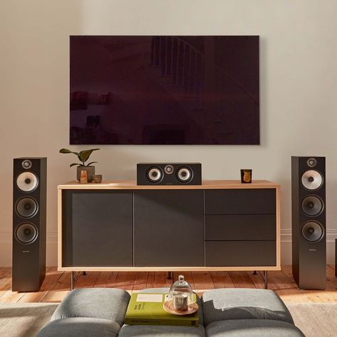 Tv Cabinet For Bedroom, Leaving Room Ideas, Theater Pics, Living Room Speakers, Hifi Room, Staircase Interior Design, Tv Cabinet Design, Bowers Wilkins, Audio Room