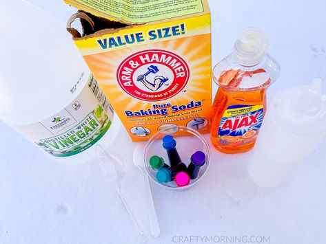 How to Make a Snow Volcano - Crafty Morning Snow Volcano, Diy Science Projects, Volcano Experiment, Crafty Morning, Fun Things For Kids, Soda Brands, Winter Activities For Kids, Diy Science, Science Activities For Kids