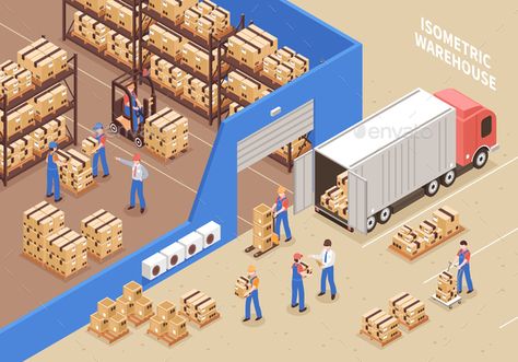 Logistics and Warehouse Illustration Warehouse Illustration, Warehouse Management System, Warehouse Design, Warehouse Management, Supply Chain Management, Data Analytics, Business Process, Digital Transformation, Supply Chain