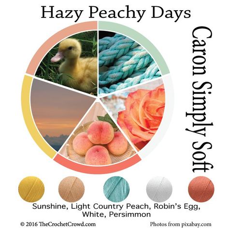 Caron Simply Soft Hazy Peachy Days Color Combinations Yarn Combinations, The Crochet Crowd, Yarn Color Combinations, Caron Yarn, Awesome Crochet, Crochet Crowd, Caron Simply Soft, Colour Combos, Color Pairing