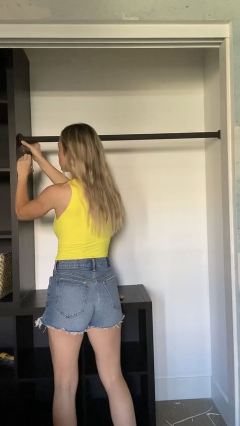 Update your bedroom with this easy and affordable Ikea Kallax closet transformation! Ikea Cube Shelf Ideas, Kallax Closet Ideas, Ikea Kallax Wardrobe Hack, Ikea Kallax Hack Bedroom, Diy Bedroom Makeover On A Budget, Ikea Aurdal Closet Hack, Kallax Wardrobe Hack, Kallax Wardrobe, Kallax Closet Hack