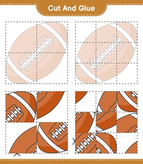 Cut and glue, cut parts of Rugby Ball and glue them. Educational children game, printable worksheet, vector illustration Sport Activities For Kids, Kids Sports Crafts, Class Activity, Cut And Glue, Rugby Ball, Class Activities, Game Printable, Educational Worksheets, Cut And Paste