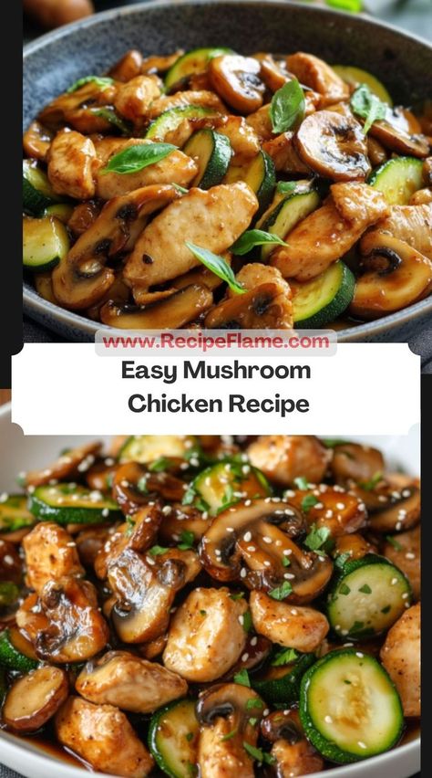 Chicken Broccoli And Mushroom Recipes, Healthy Dinner Recipes With Mushrooms, Easy Chicken Dinners For Families, Chicken Breast Recipes With Mushrooms, Dinner Ideas With Mushrooms, Chicken Mushroom Zucchini, Chicken And Mushrooms Recipes, Easy Healthy Chicken Dinner, Mushroom Chicken Recipes