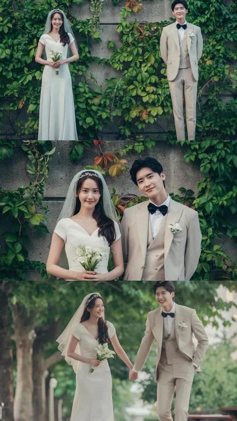 Prenup Wedding Ideas, Lee Jong Suk Yoona, Korean Groom, Korean Prewedding Photography, Korean Prewedding, Muslim Wedding Photos, Korean Wedding Dress, Korean Wedding Photography, Pre Wedding Photoshoot Outfit