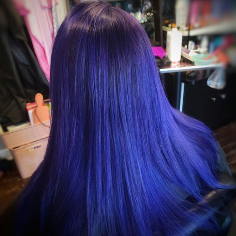 Indigo Hair Black Women, Blue And Purple Hair Color, Indigo Hair Color, Blueberry Hair, Blue And Purple Hair, Periwinkle Hair, Indigo Hair, Blue Purple Hair, Purple Hair Color