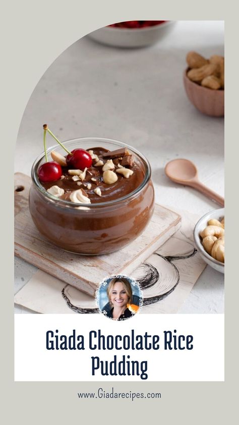 Giada Chocolate Rice Pudding Giada De Laurentiis Recipes Dessert, Chocolate Rice Pudding Recipe, Chocolate Rice Pudding, Giada De Laurentiis Recipes, Giada Recipes, Rice Pudding Recipe, Risotto Rice, Arborio Rice, Giada De Laurentiis