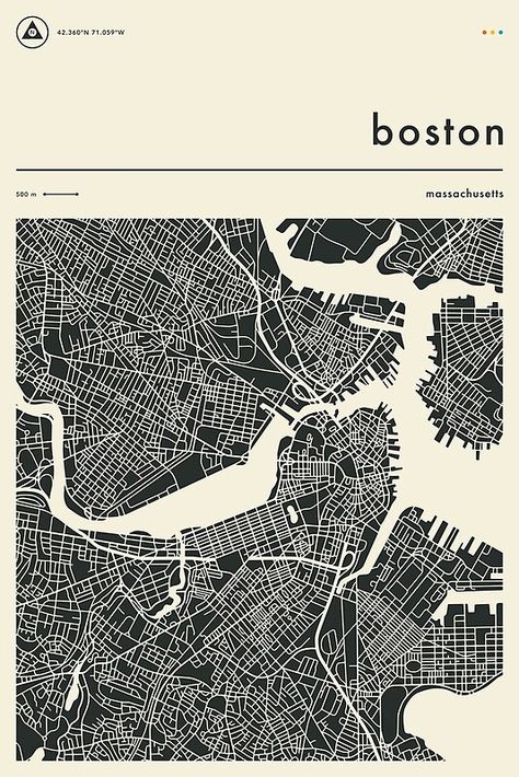 Boston Map, Street Map Art, Jazzberry Blue, Map Canvas, Map Art Print, City Street, Street Map, City Maps, Art Business