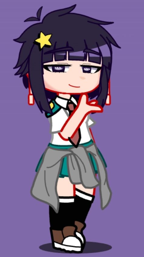 Mha Uniform Gacha Club, Gacha Club Mha Characters, Mha Gacha Club, Ua Uniform, Mha Gacha, Kyoka Jirou, Gacha Base Poses Cute, Persona Five, Gacha Nox