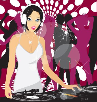 Vector Dj girl illustration by vectorrobot on DeviantArt Princess Vector, Dj Girl, 2000s Wallpaper, Girl Dj, Girly Graphics, Dj Art, Dj Logo, Y2k Art, Disco Club