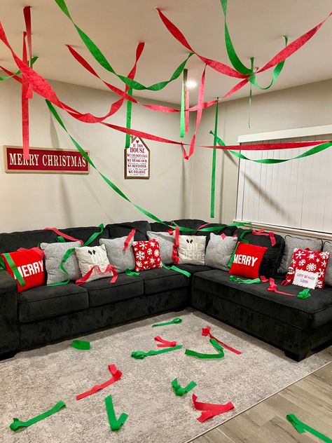 Messy party Elf On The Shelf Ideas Big Mess, Elf On The Shelf Making A Mess, Elf Messy Ideas, Elf On The Shelf Messy Room, Elf On The Shelf Daycare Ideas, Elf On The Shelf Ideas Daycare, Elf On The Shelf Flour Mess, Elf Ideas For Classroom, Elf On The Shelf Party Ideas